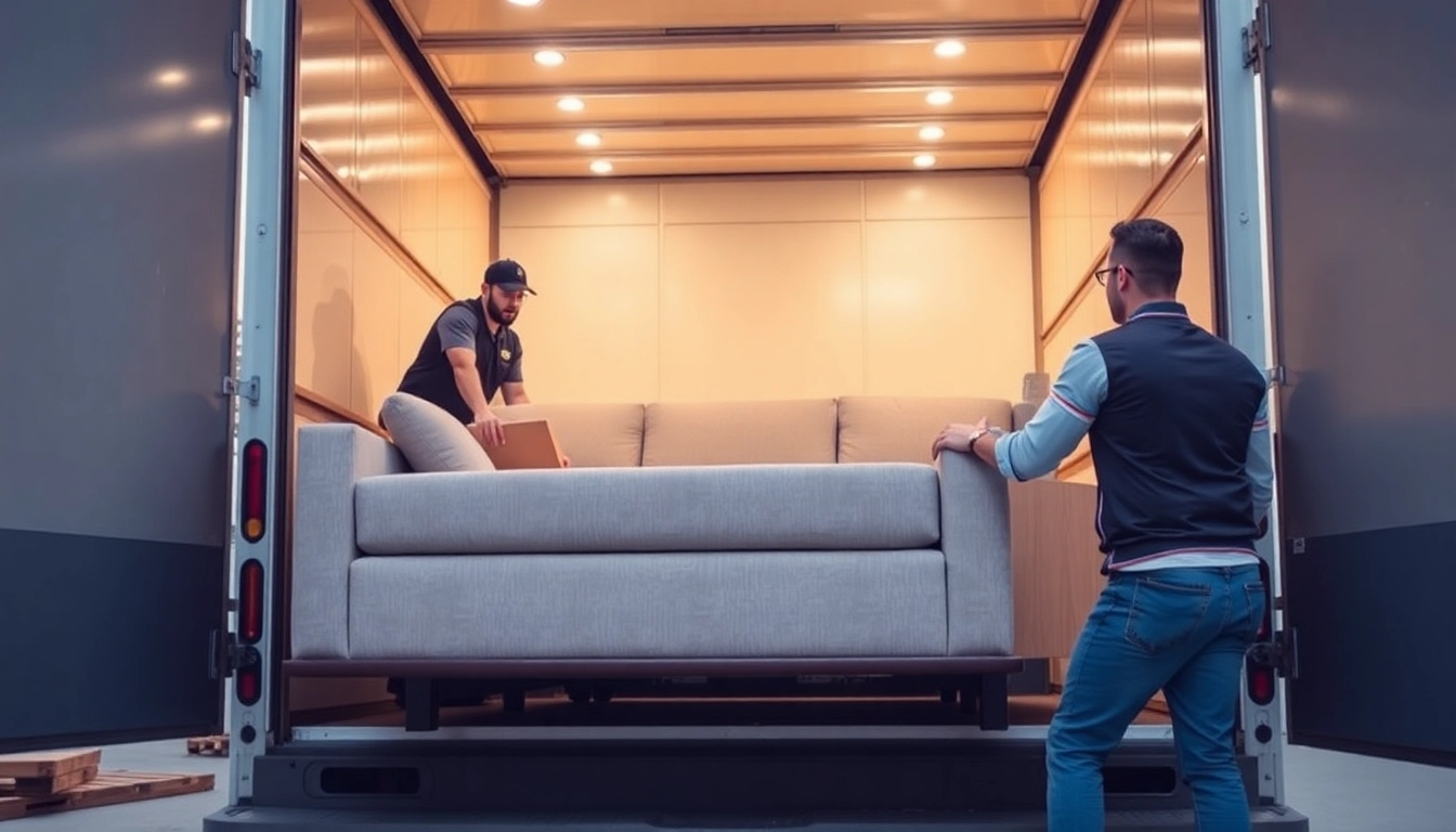 Calgary furniture movers expertly handling large furniture with care, ensuring safe transport during a move in Calgary.