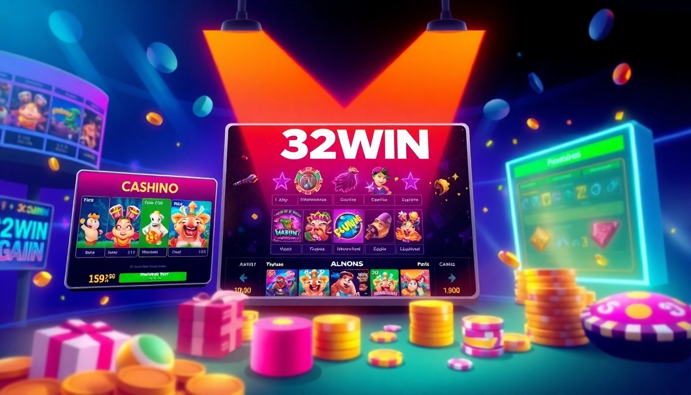 32WIN online gaming platform showing diverse casino and sports game interfaces, engaging user experience for betting enthusiasts.