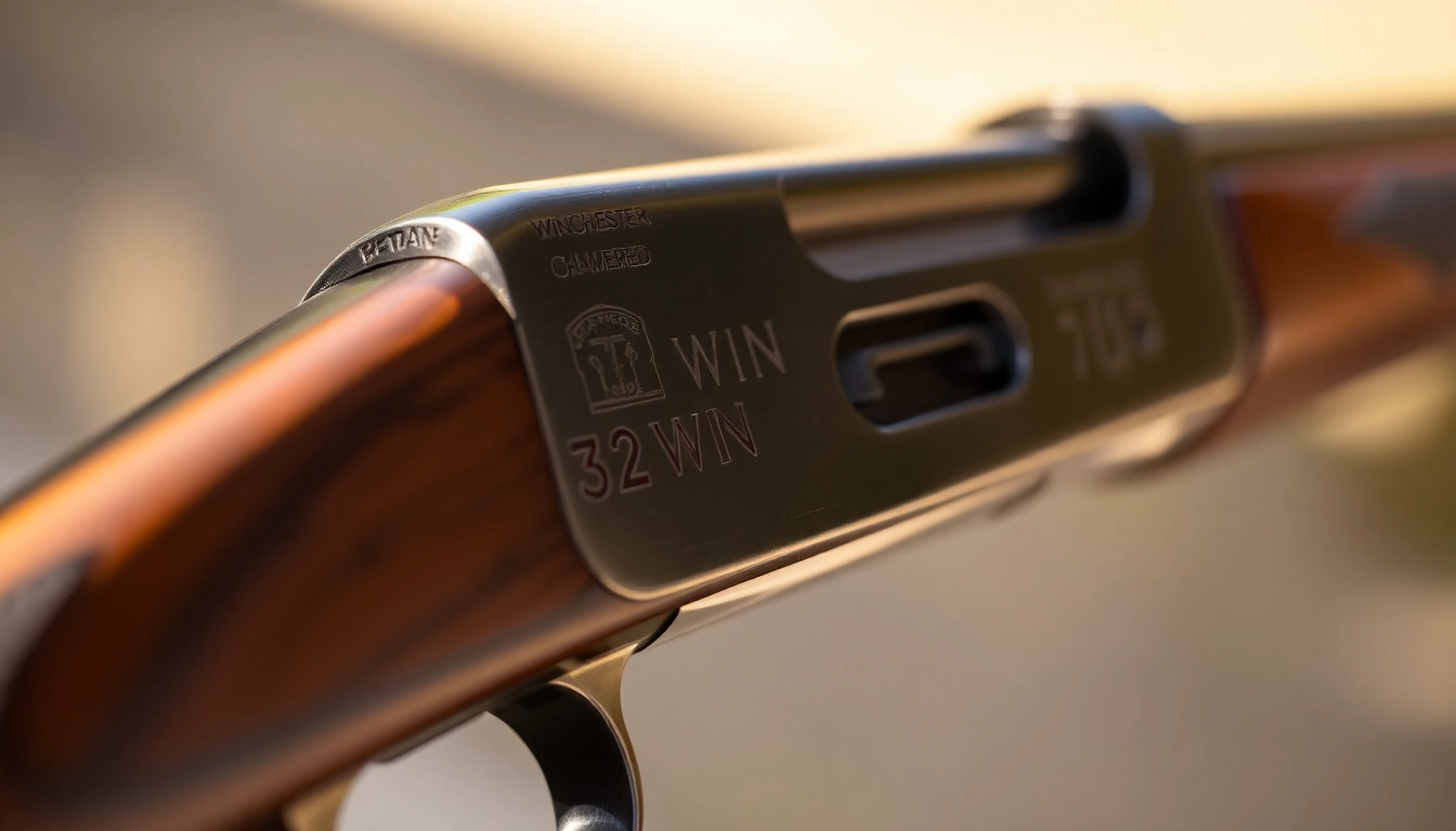 High-quality shot of a 32WIN rifle in action, showcasing the distinctive cartridge and vintage firearm craftsmanship for enthusiasts and collectors.