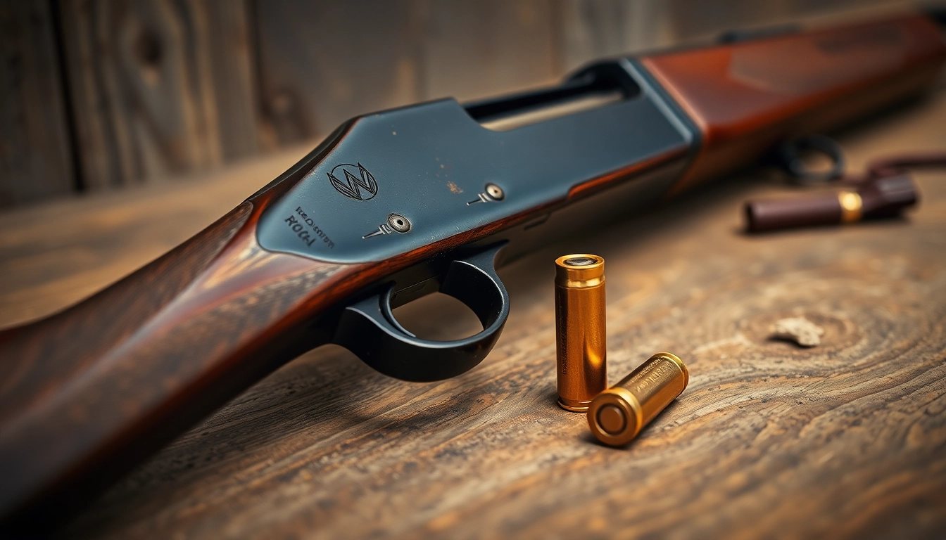 32WIN cartridge in vintage rifle setup, detailed close-up with warm lighting and rustic background for firearm enthusiasts.
