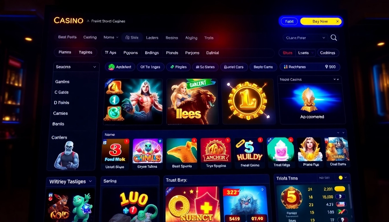 Detailed view of vibrant casino siteleri interface with games and live betting options,
