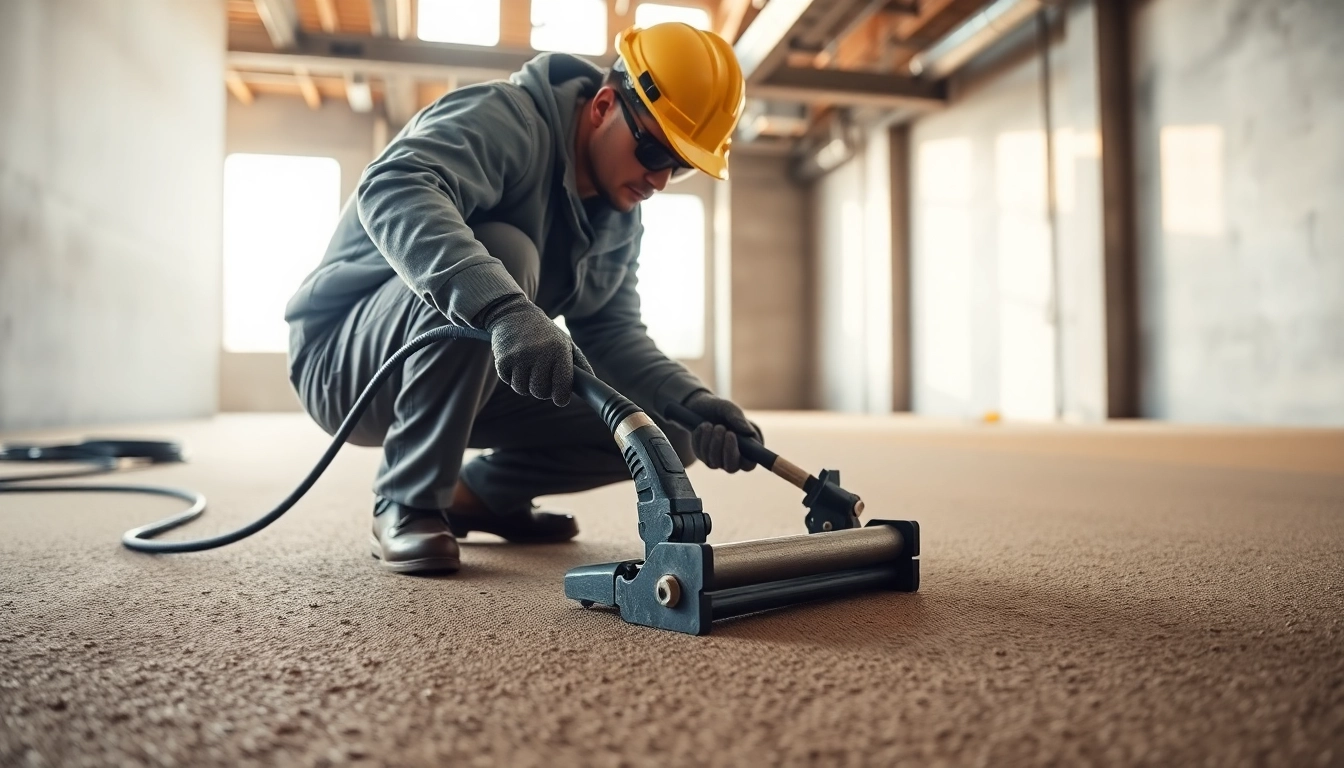 Expert installing liquid screeding Birmingham floor for efficient underfloor heating and smooth